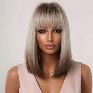 Ombre champagne blonde 14 inch wig with bang